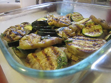 Marinated Eggplant and Zucchini w/ Capers and Rosemary Flatbread