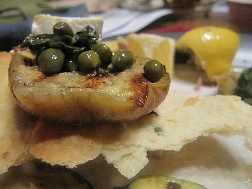 Marinated Eggplant and Zucchini w/ Capers and Rosemary Flatbread