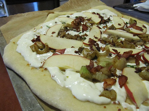 Pizza with Bacon, Apple, Fennel & Rosemary