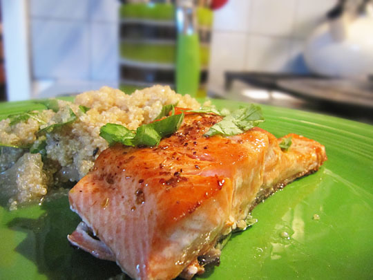 Pan-Roasted Salmon with Grapefruit Quinoa Salad