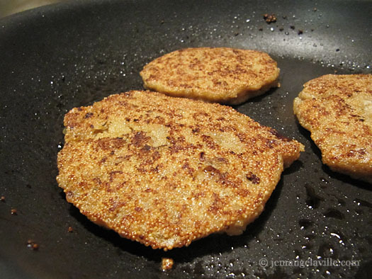 Amaranth Cakes with Wild Mushrooms, Spinach & Creamy Goat Cheese