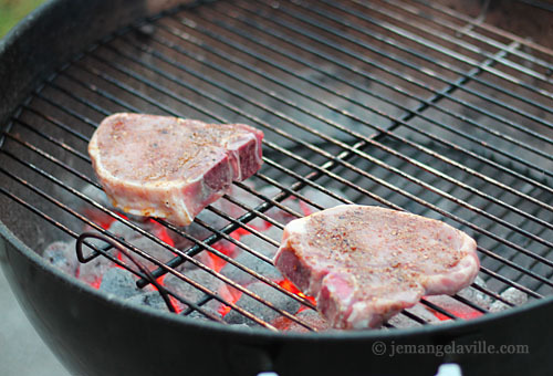 Grilled Pork Chops with Anise Seed Rub and Peach Mojo