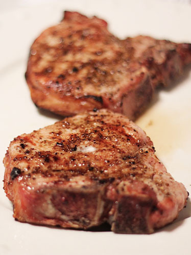 Grilled Pork Chops with Anise Seed Rub and Peach Mojo