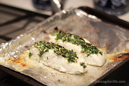 Roast Halibut in Red Bell Pepper Broth