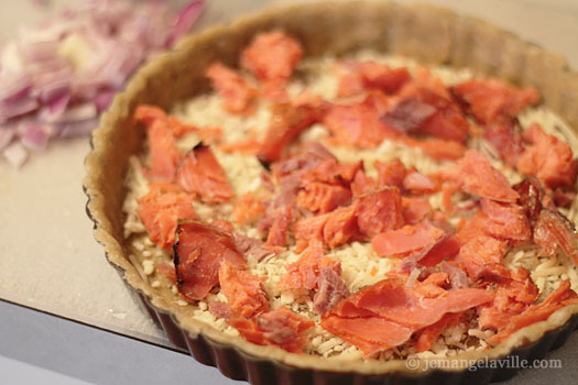 Assembling a Smoked Salmon Quiche