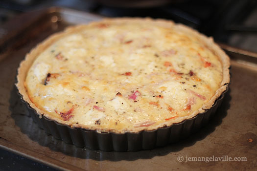 Smoked Salmon Quiche out of the oven