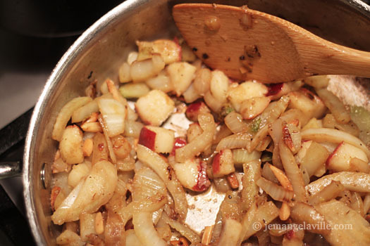 Caramelized Fennel & Pear Hash with Almonds and Parmesan