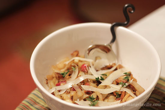 Caramelized Fennel & Pear Hash with Almonds and Parmesan