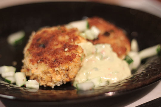 Salmon Cakes with Spicy Avocado Sauce