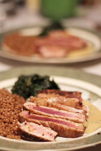 Twelve Spice Seared Tuna with Mustard Mint Sauce