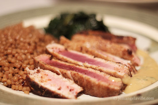 Twelve Spice Seared Tuna with Mustard Mint Sauce