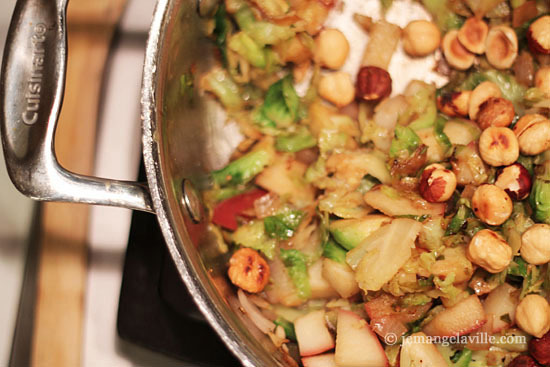 Brussels Sprouts with Pear and Hazelnuts