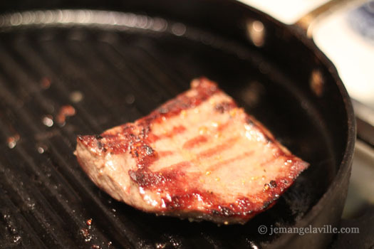 Whiskey-Glazed Flat Iron Steaks with Grilled Sweet Potatoes