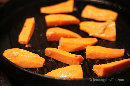 Whiskey-Glazed Flat Iron Steaks with Grilled Sweet Potatoes