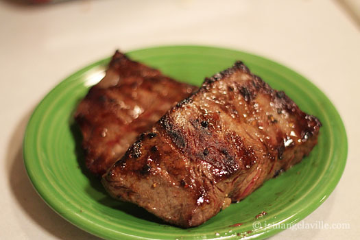 Whiskey-Glazed Flat Iron Steaks with Grilled Sweet Potatoes