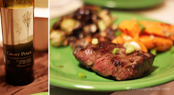 Whiskey-Glazed Flat Iron Steaks with Grilled Sweet Potatoes