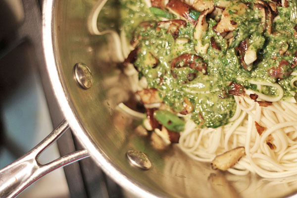 Roasted Cabbage Wedges with Noodles, Mushrooms and Cilantro Lime Dressing