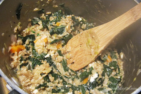 Savory Oat Groats with Kale, Feta and Shrimp