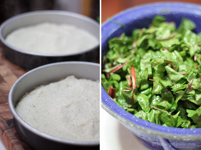 White Polenta with Sausage, Chard and Fresh Mozzarella