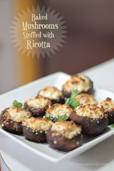 Homemade Ricotta and Baked Mushrooms Stuffed with Ricotta 