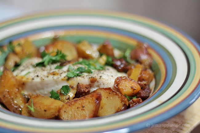 Baked Fish, Potatoes and Chorizo