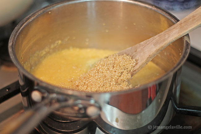 Quinoa Polenta with Sauteed Greens, Parmesan & Apricot Vinegar