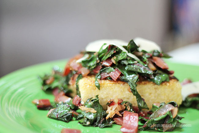 Quinoa Polenta with Sauteed Greens, Parmesan & Apricot Vinegar