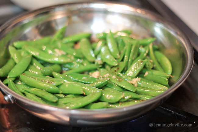 Quick Stir-Fried Sugar Snap Peas with Garlic, Ginger and Wasabi