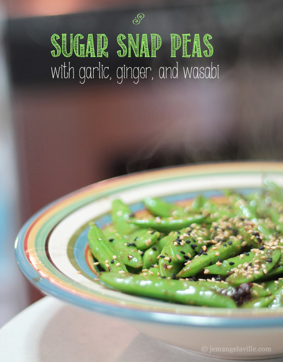 Quick Stir-Fried Sugar Snap Peas with Garlic, Ginger and Wasabi