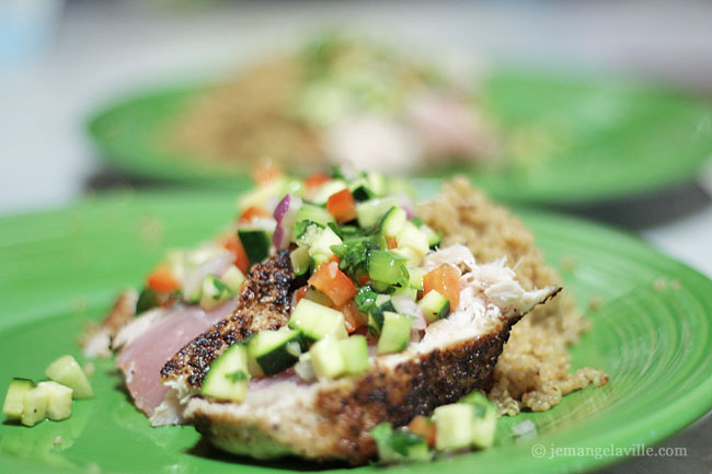 Oregon Albacore Tuna with Zucchini Relish and Cumin-Toasted Quinoa