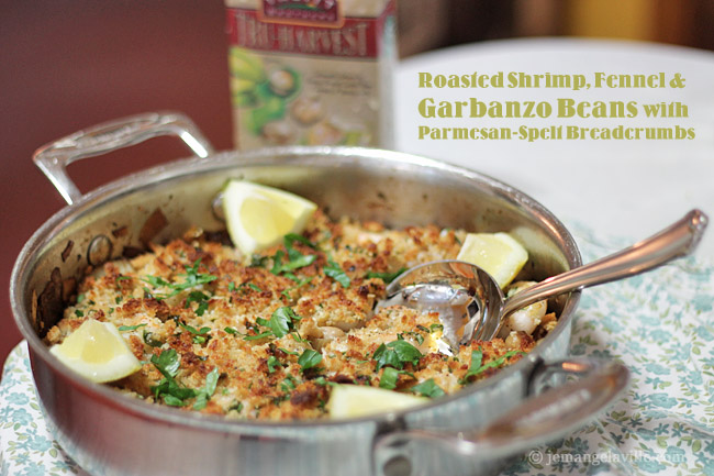 Roasted Shrimp, Fennel, & Garbanzo Beans with Parmesan-Spelt Breadcrumbs