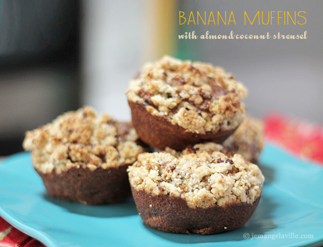 Banana Muffins with Almond-Coconut Streusel