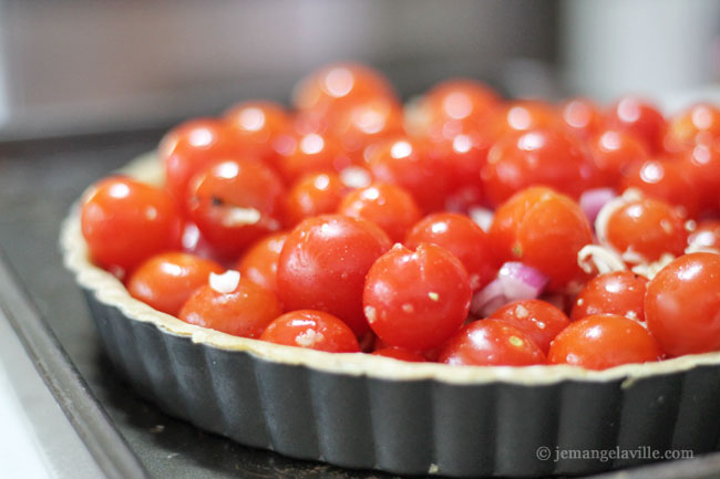 Roasted Cherry Tomato Tart with Smoked Mozzarella and Basil