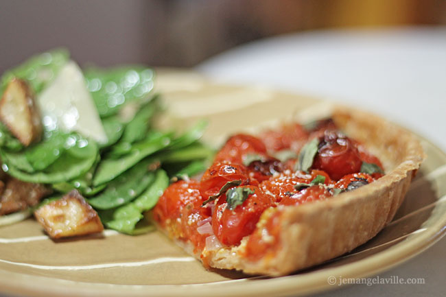 Roasted Cherry Tomato Tart with Smoked Mozzarella and Basil