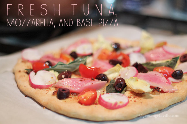 Fresh Tuna Mozzarella and Basil Pizza