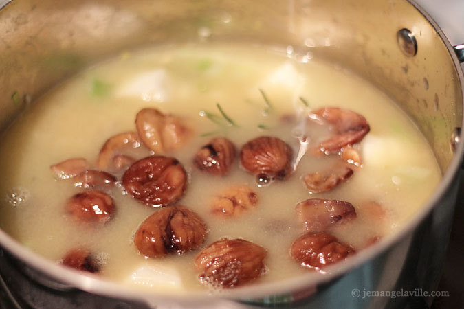 French Fridays with Dorie: Chestnut and Pear Soup