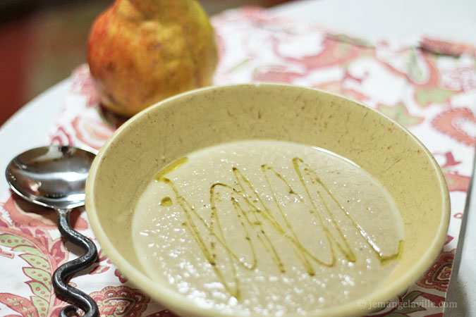 French Fridays with Dorie: Chestnut and Pear Soup
