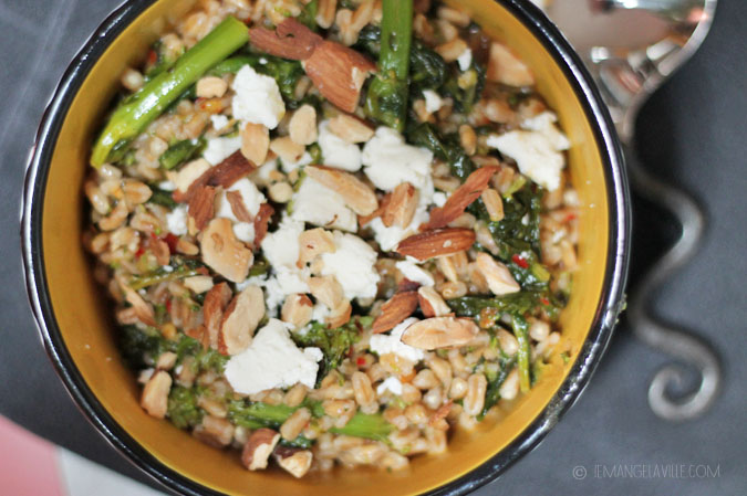 Farro with Roasted Broccoli Rabe & Harissa