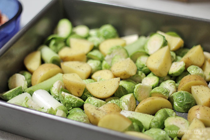 Roasted Chicken Thighs with Brussels Sprouts and Potatoes