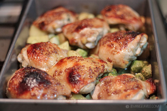 Roasted Chicken Thighs with Brussels Sprouts and Potatoes