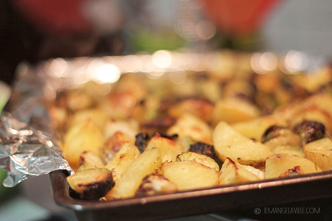 Roasted Chicken Thighs with Brussels Sprouts and Potatoes