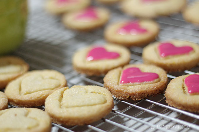 Heart-Glazed Cornmeal Almond Cookies