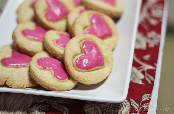 Heart-Glazed Cornmeal Almond Cookies