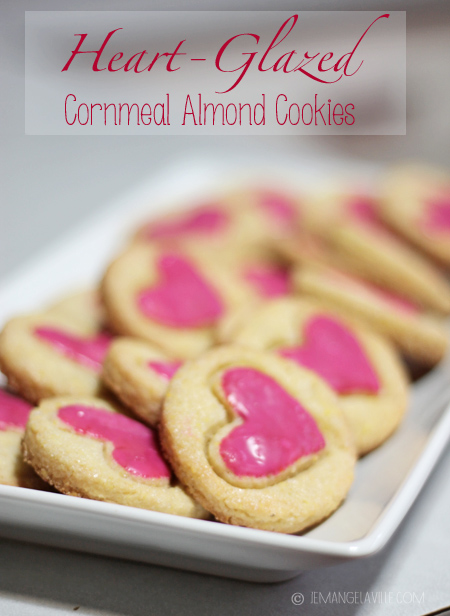 Heart-Glazed Cornmeal Almond Cookies