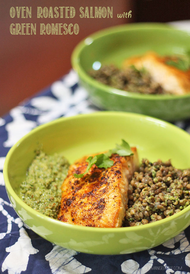 Salmon with Green Romesco