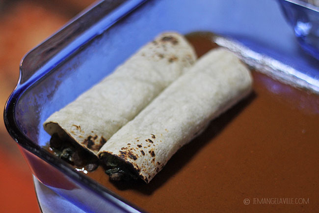 Kale and Black Bean Mole Enchiladas